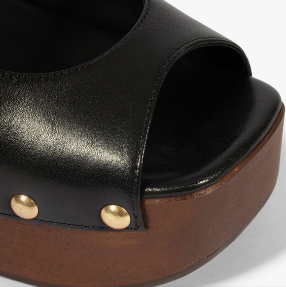 NEW Schutz Rose Slingback Platform Sandals In Black Leather Sz 10 Boho Festival - Picture 6 of 7